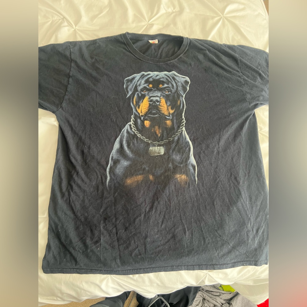 Black Graphic T-Shirt with Rottweiler Print